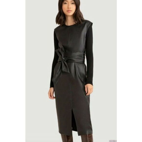 Modern Citizen Pilar Vegan Leather Tie Front Dress - Size 3X - Picture 5 of 9